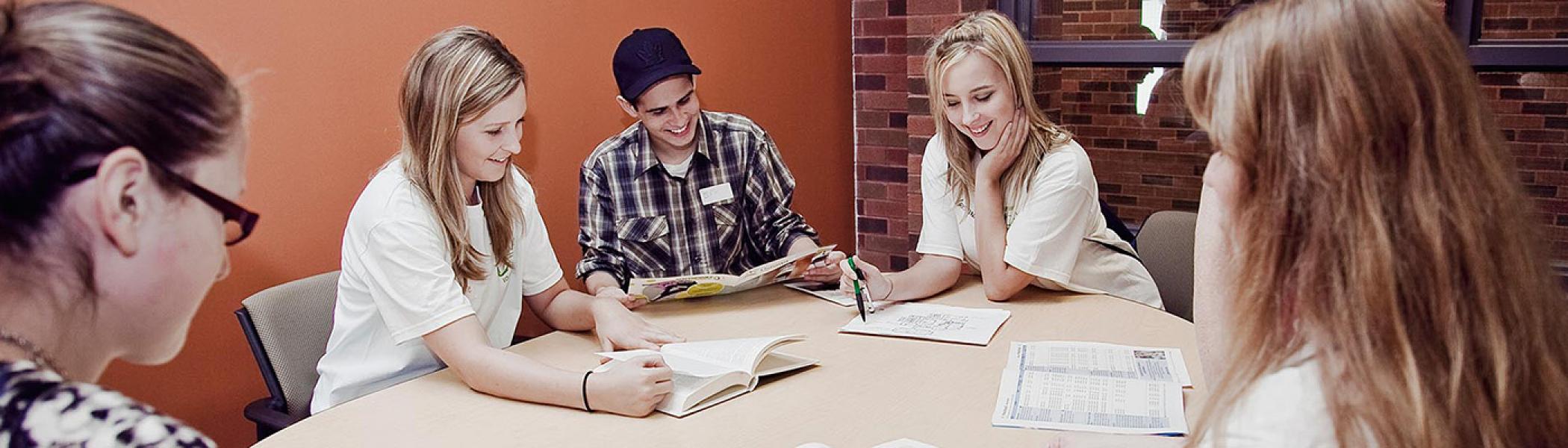 Trent University Durham students studying together in Durham campus.