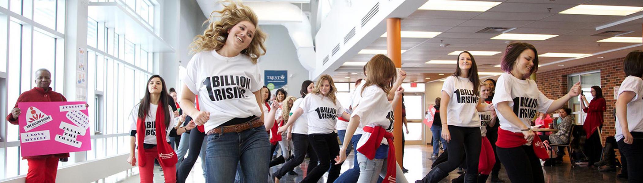 Trent University Durham students doing a flashmob in the Durham campus 